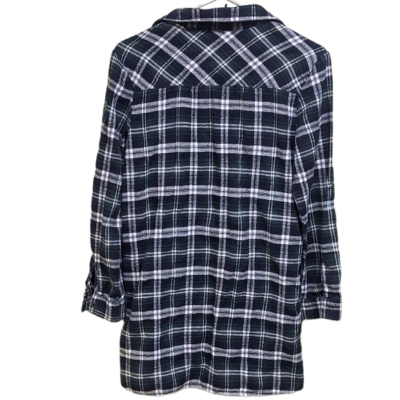 She+Sky Size Small Green Blue & White Flannel Tunic with Laces - Picture 4 of 11